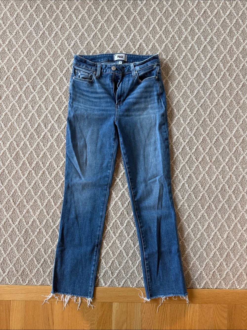 PAIGE Cindy Blue High Rise Straight-Leg Jeans
